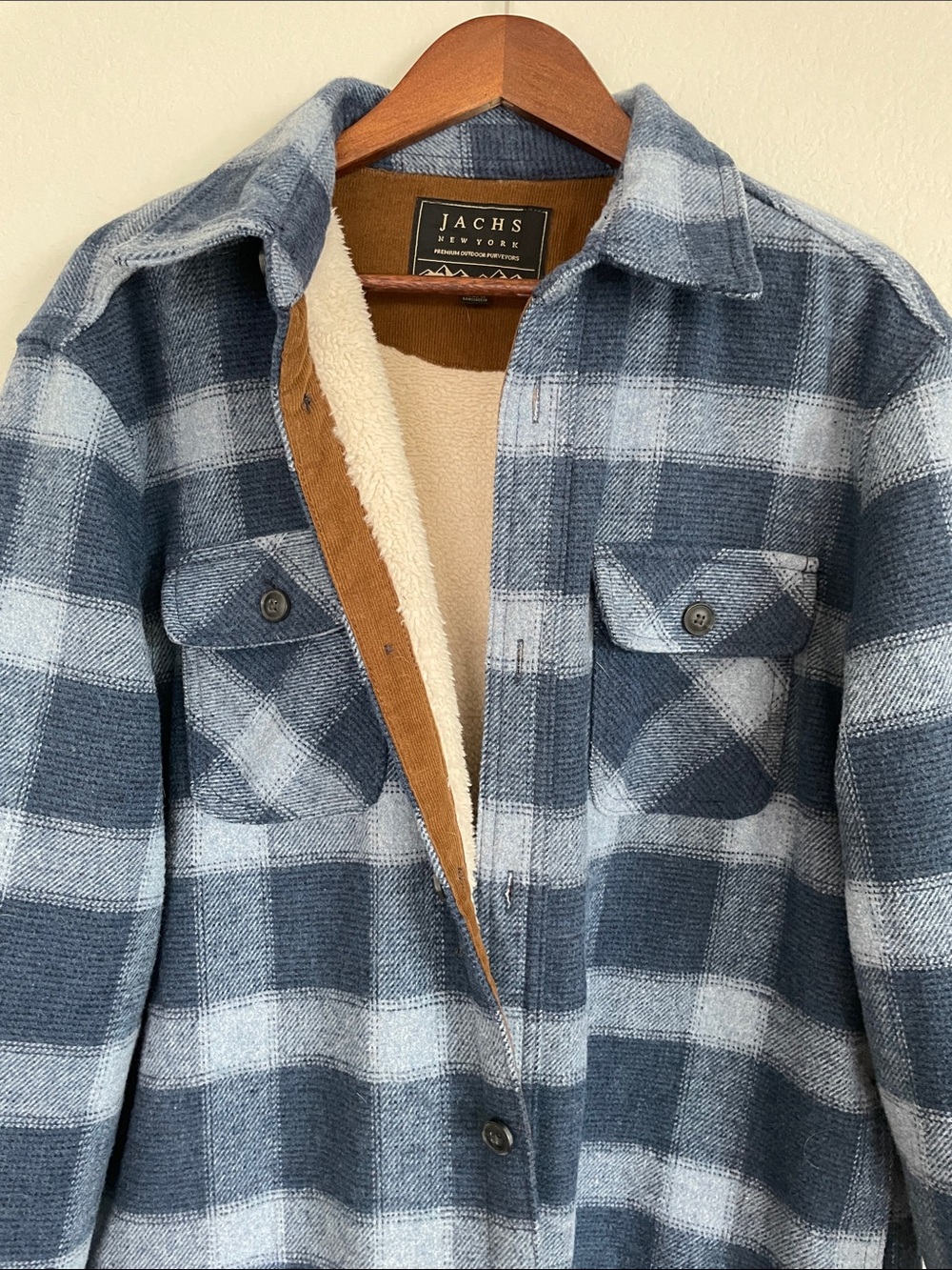 Jachs Blue Plaid Sherpa-Lined Shirt Jacket